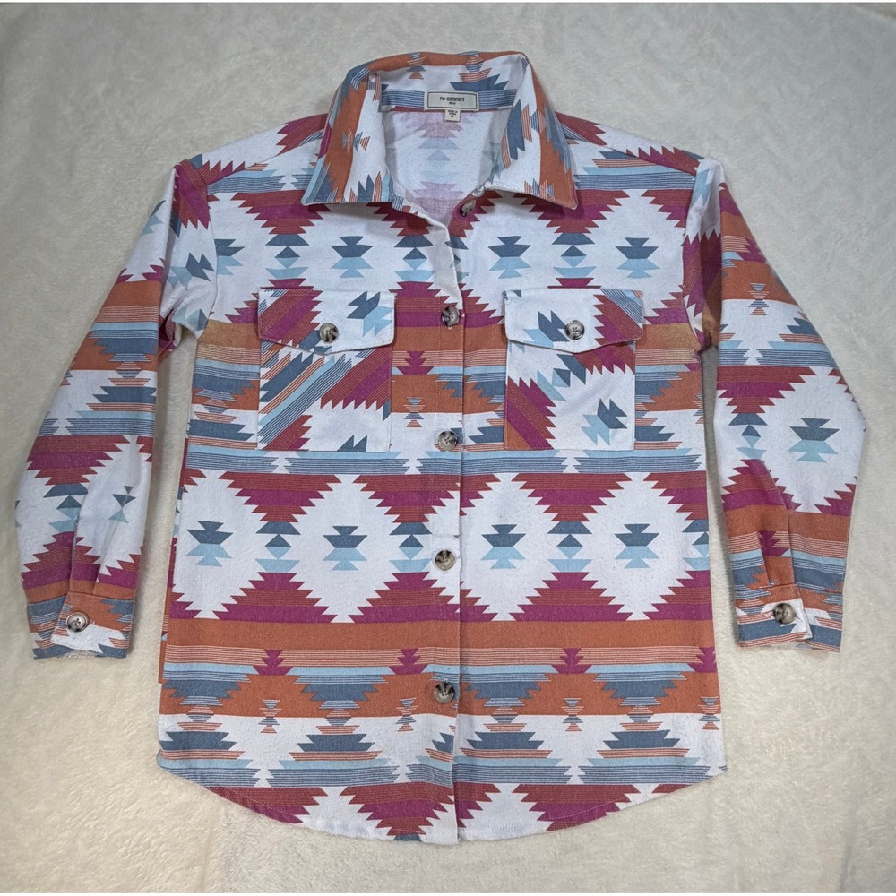 No Comment Aztech Southwestern Geometric Button Up Shacket Womens Medium‎